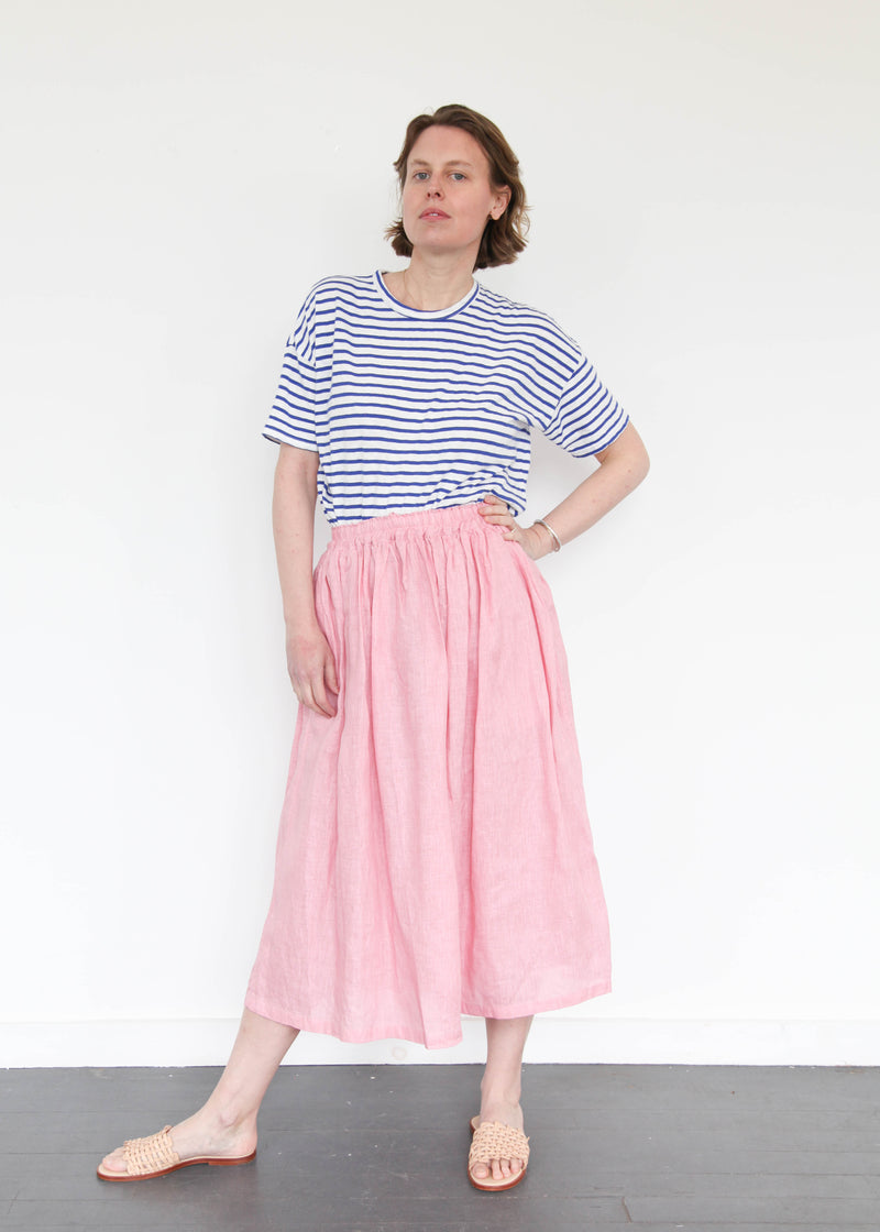 Color Linen Skirt - Pink