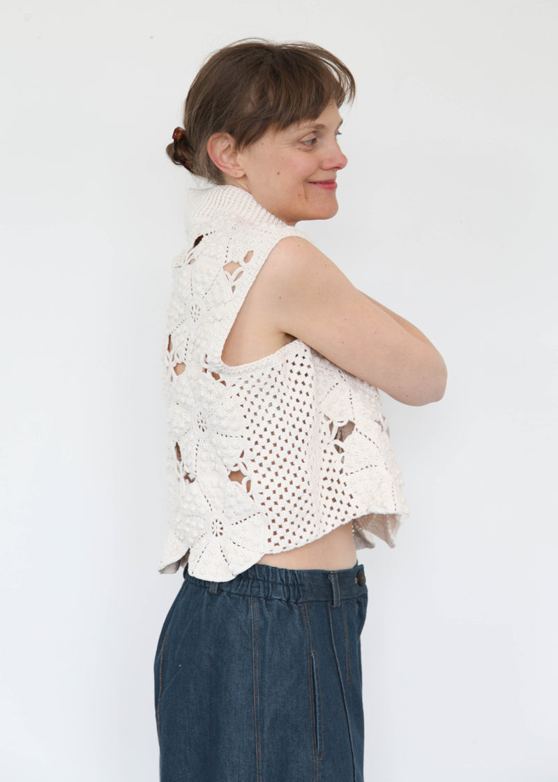 Nona Crochet Vest - Ivory