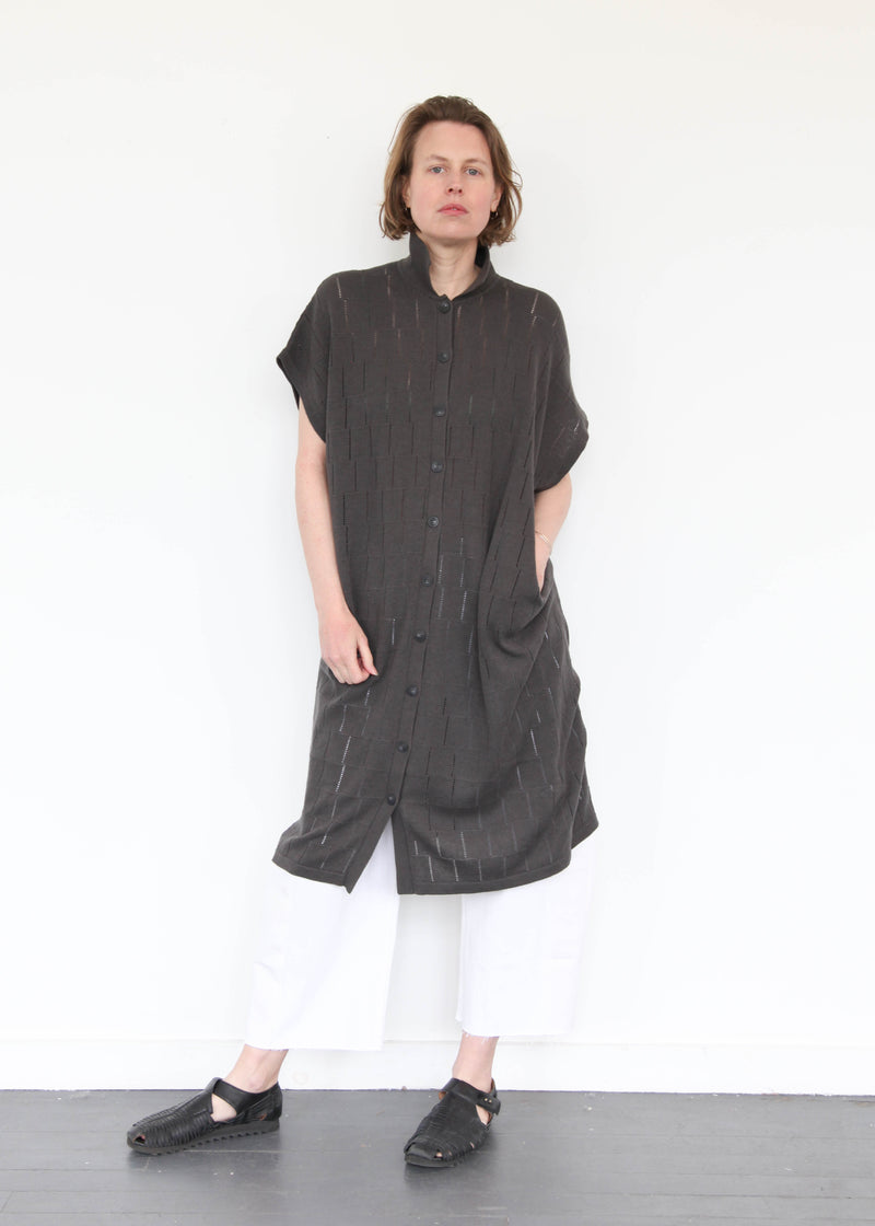 Lattice Shirt Dress - Coal