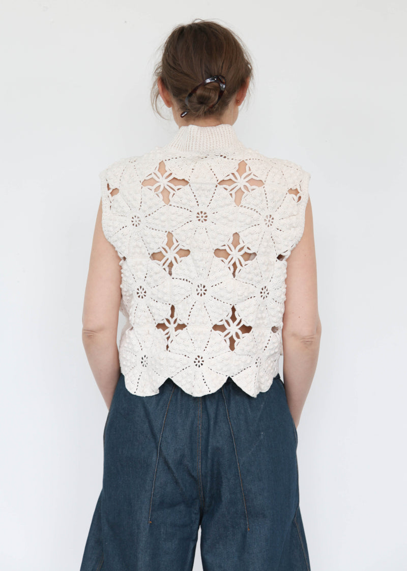 Nona Crochet Vest - Ivory