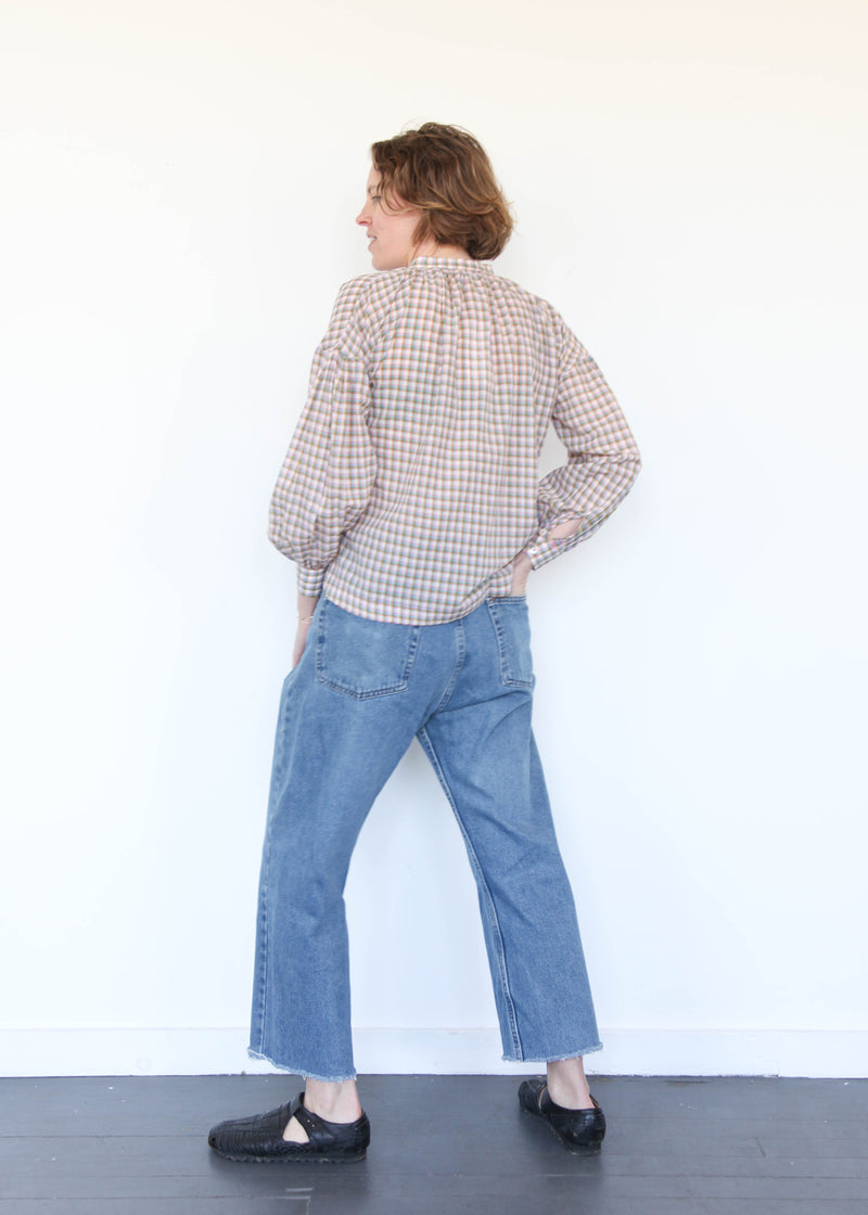 Upcycled Front Pleat Denim Pant
