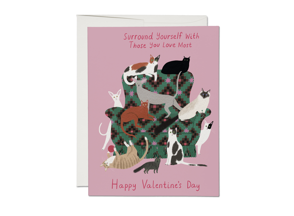 Surround Youself Cats Valentine's Day Card