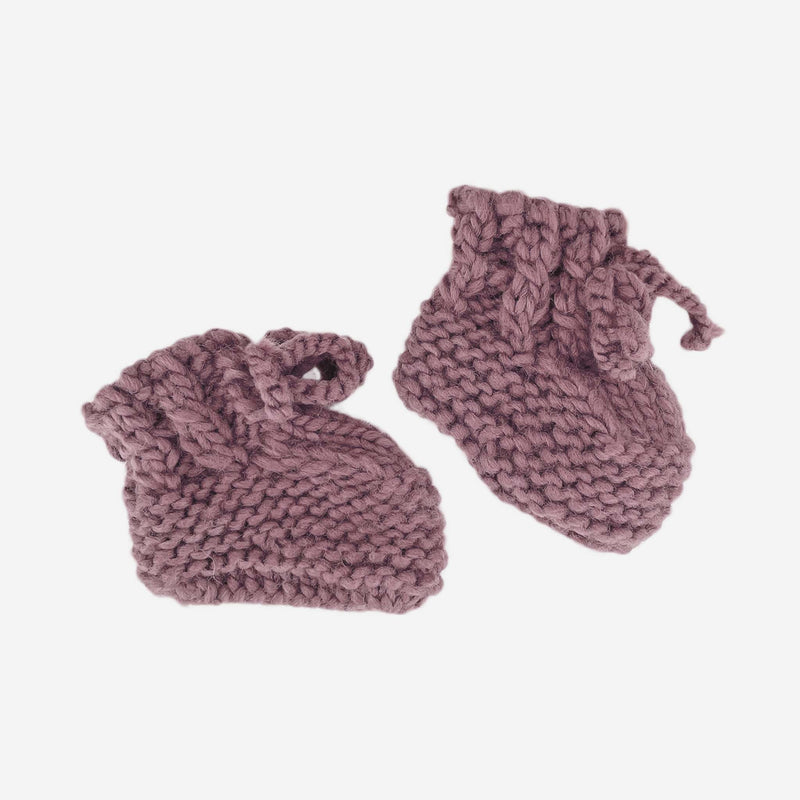 Classic Booties, Mauve | Hand Knit Baby Shoes