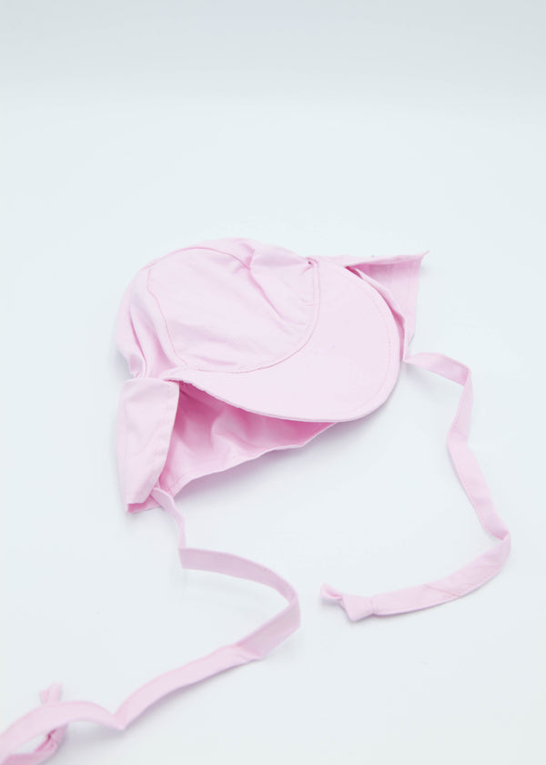Kids Organic Flap Hat/Ties (UPF 50+) - Pastel Pink