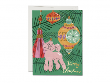 Merry Christmas Pink Poodle Card