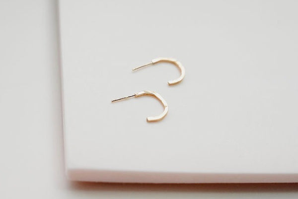 Gold Half Hoop Branch Earrings