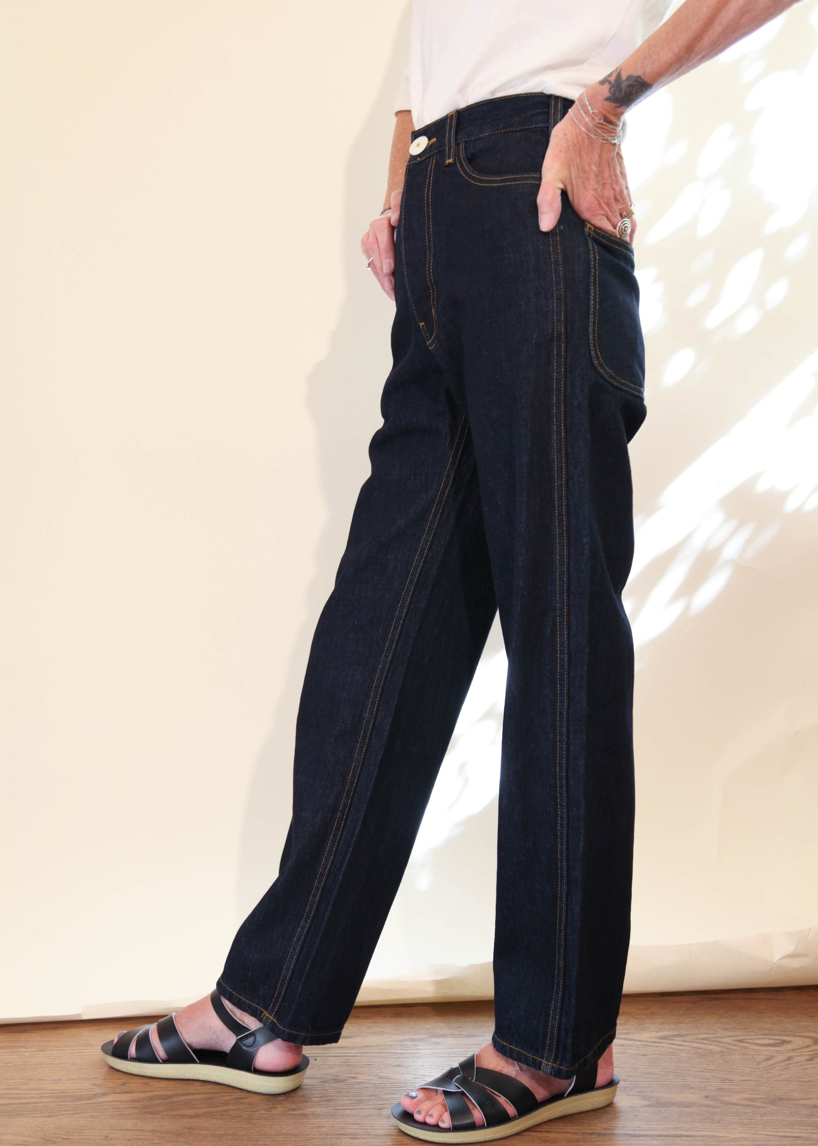 225's Jean - Dark Blue/Gold Stitch – Abigail Rose & Lily Too