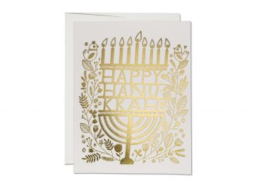 Happy Hanukkah Gold Candles Card