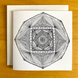 Geometric Mandala Card -Hand Drawn Blank Greeting Card