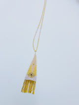 Triangle Beaded Eye Necklace with Fringe Multicolor - ïld